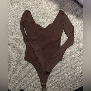 Brown Long Sleeve Bodysuit